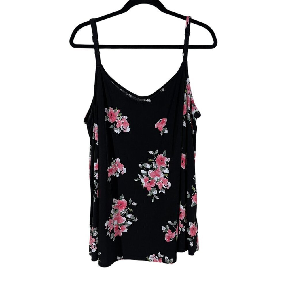 Torrid Black & Pink Floral Cami Tank Top Women's Plus Size 2X